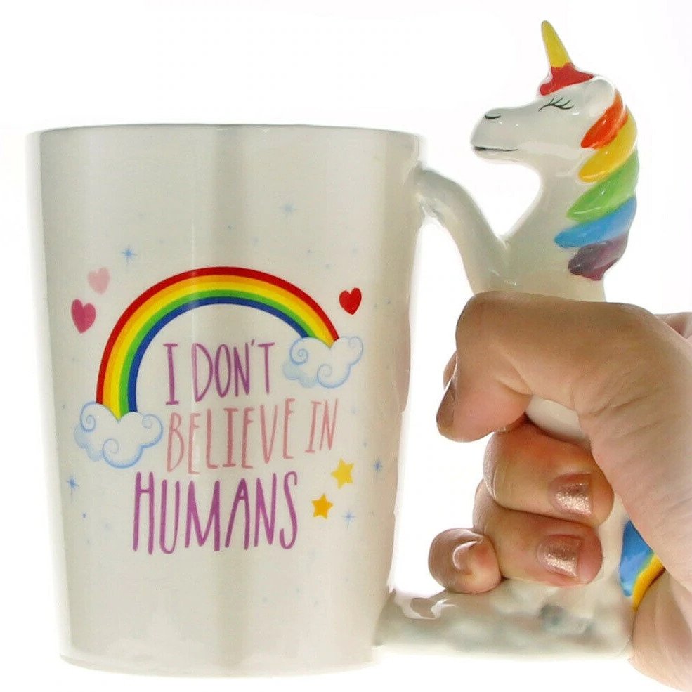 Τρισδιάστατη Κεραμική Κούπα Unicorn Πολύχρωμη